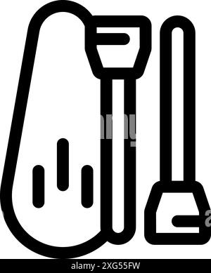 Line art icon of a vacuum cleaner representing cleaning and household chores Stock Vector