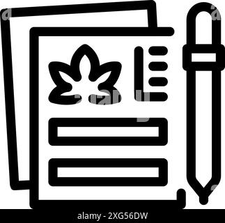 Icon of cannabis research with scientist taking notes on clipboard Stock Vector