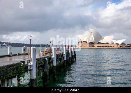 Sydney Opera House and Sydney harbour viewed from Campbells Cove jetty in The Rocks, Sydney city centre,New South Wales,Australia Stock Photo