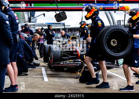 Silverstone, UK. 06th July, 2024. Max Verstappen (NED) - Oracle Red Bull Racing - Red Bull RB20 - Honda RBPT during Free Practice 3 on day 3, saturday july 6, 2024 of the formula 1 qatar airways british grand prix 2024, scheduled to take place at the silverstone circuit from july 5 to July 7, 2024. (Photo by Alessio De Marco/Sipa USA) Credit: Sipa USA/Alamy Live News Stock Photo