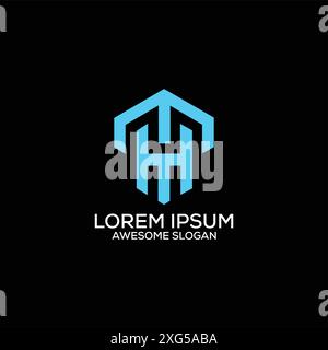 initial th logo with real estate design line art Stock Vector