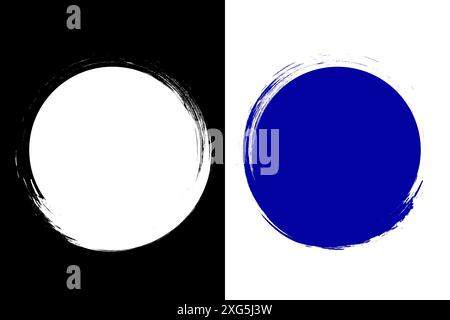 Painted brush circle. Round grunge hand drawn circle for ink, stamp, seal, grunge badge template. Stock Vector