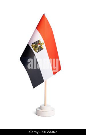 Small table flag of Egypt isolated on white background Stock Photo