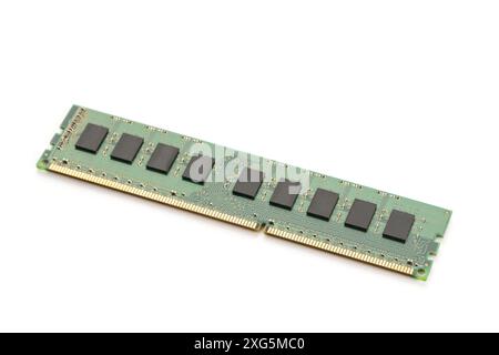 RAM memory module isolated on white background. Computer hardware Stock Photo