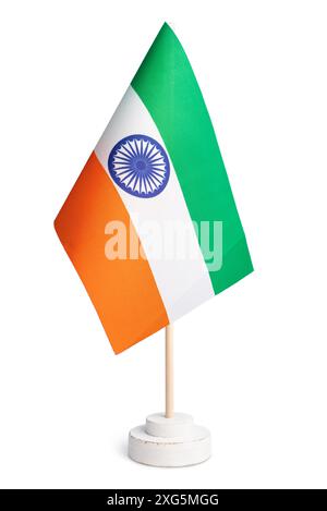 India small table flag isolated on white background Stock Photo