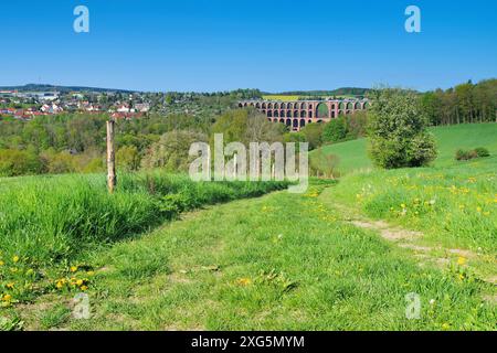 Goeltzschtalbruecke in Vogtland in Germany, Goeltzsch Viaduct railway bridge in Saxony, Germany, Worlds largest brick bridge Stock Photo