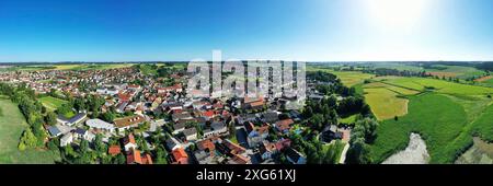 Aerial view of Frontenhausen a market in the Lower Bavarian district of Dingolfing-Landau Stock Photo