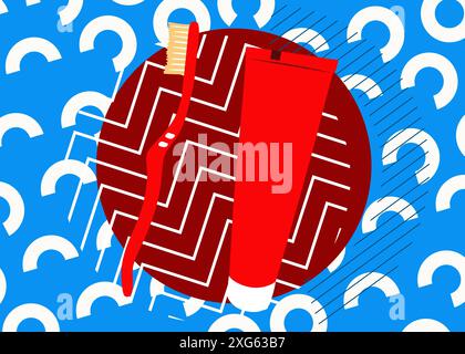 Toothbrush and Toothpaste geometrical graphic retro theme background ...