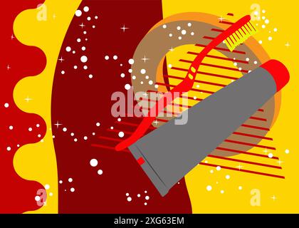 Toothpaste Theme Toothbrush and Toothpaste geometrical graphic retro theme background ...