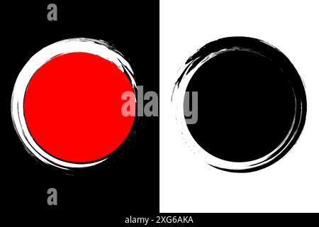 Painted brush circle. Round grunge hand drawn circle for ink, stamp, seal, grunge badge template. Stock Vector