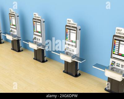 3d rendering self-checkout kiosk or self-service payment machine Stock ...