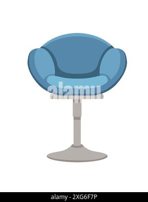 Modern comfortable padded armchair on turntable steel single stand vector illustration isolated on white background. Stock Vector