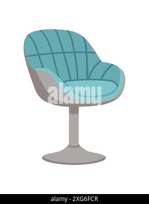 Modern comfortable padded armchair on turntable steel single stand vector illustration isolated on white background. Stock Vector