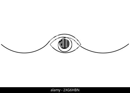 Eye continuous one line drawing of isolated outline vector art illustration Stock Vector