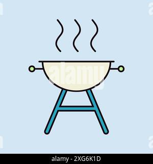 Grill BBQ cookout vector flat icon. Graph symbol for cooking web site and apps design, logo, app, UI Stock Vector