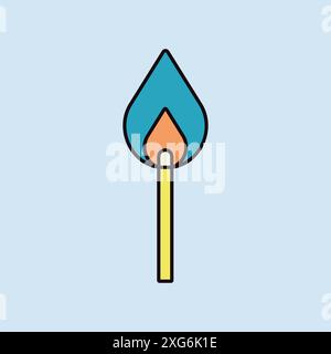 Burning match vector flat icon. Barbecue and bbq grill sign. Graph symbol for cooking web site and apps design, logo, app, UI Stock Vector
