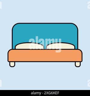 Big bed vector icon. Graph symbol for furniture, web site and apps design, logo, app, UI Stock Vector