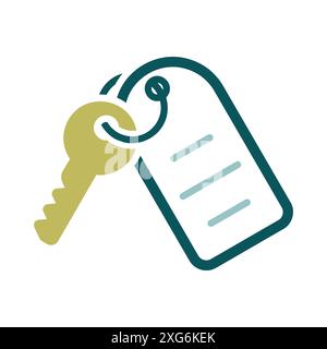 Hotel room key with number vector icon. Graph symbol for travel and tourism web site and apps design, logo, app, UI Stock Vector