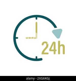 Service twenty four hours vector isolated icon. Graph symbol for travel and tourism web site and apps design, logo, app, UI Stock Vector