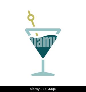 Cocktail drink glass isolated icon vector. Graph symbol for bar and cafe web site and apps design, logo, app, UI Stock Vector