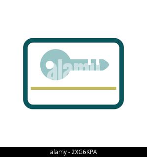 Card key flat vector isolated icon. Graph symbol for travel and tourism web site and apps design, logo, app, UI Stock Vector