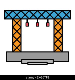 Stage scene constructions icon, web frame podium sign, show design vector illustration . Stock Vector