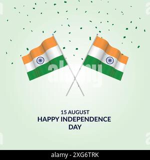 15 August India Independence day poster design with Indian flag, vector illustration Stock Vector