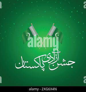 14th August Pakistan independence day poster design, with pakistan flag ,vector illustration Stock Vector