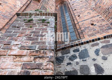 Detail of a Gothic brick church in Osterburg, Saxony-Anhalt, Germany Stock Photo