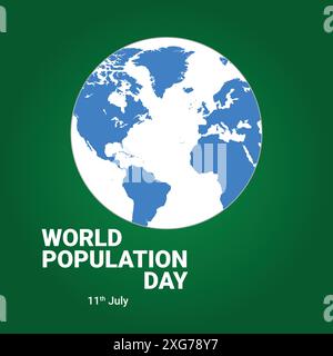 World Population Day logo green background. Awareness Environment International. Vector illustration. Stock Vector