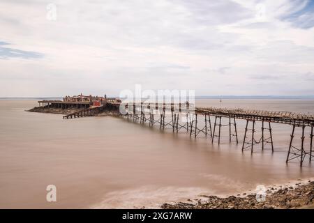 Birnbeck Pier, Weston-Super-Mare,Somerset, ruined at present but plans are in place to restore it. Stock Photo