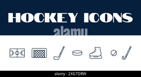 Ice Hockey icons set. Ice Hockey sports icons vector. ice hockey game icons Stock Vector
