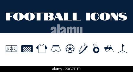 Soccer line icons set. Soccer Football icons vector. football sports icons set illustrations Stock Vector