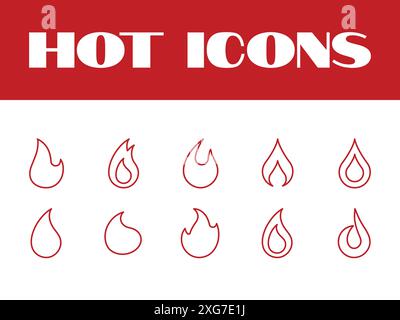 Hot Fire line icons set. Fire icons vector. hot fire flames icon illustrations. hot fire flames Stock Vector