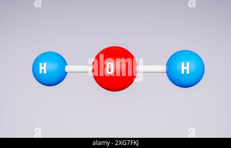 H2O Water molecule, chemical bond. H2O water molecule as model, chemical bond. Oxygen and hydrogen compound. 3D illustration img science001s02 molecul Stock Photo