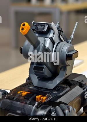 Modern military drone on table in the light store Stock Photo