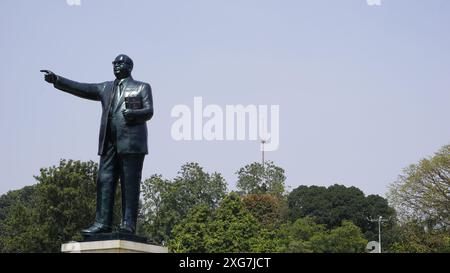 Bangalore, India - January 16 2024: Ambedkar statue with Stunning view of amazing Vidhana Soudha. Stock Photo