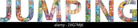 Hand-painted art design. Hand drawn illustration word JUMPING for t-shirt and other decoration Stock Vector