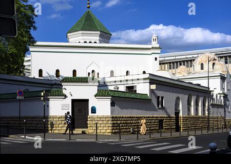 FRANCE. PARIS (75) (5TH DISTRICT) THE GREAT MOSQUE OF PARIS, WITH HISPANO-MOORISH STYLE BUILDINGS, IS IN THE JARDIN DES PLANTES DISTRICT Stock Photo