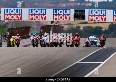 7th July 2024; Sachsenring, Hohenstein-Ernstthal, Saxony, Germany; 2024, German MotoGP, Race Day; The race start at the German MotoGP Stock Photo