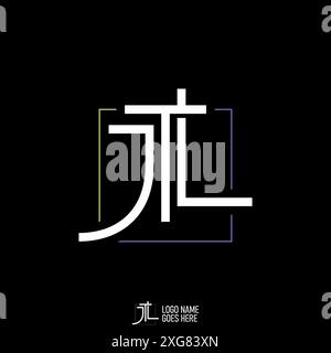 Logo design graphic concept creative premium vector stock letter initial JTL japan font cut square connect line. Related monogram typography branding Stock Vector