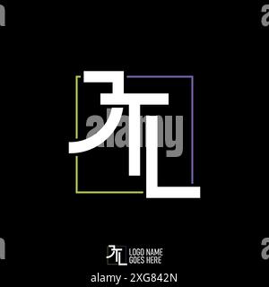 Logo design graphic concept creative premium vector stock letter initial JTL japan font cut connect square line. Related monogram typography branding Stock Vector