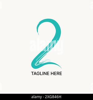 Logo design graphic concept creative abstract premium vector stock unique number 2 art sratches rustic style. Related to monogram typography branding Stock Vector