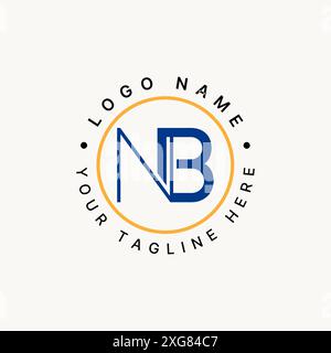 Logo design graphic concept creative premium vector stock initial NB sans serif font cut connect square line. Related to monogram typography branding Stock Vector