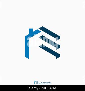 Logo design graphic concept creative abstract premium vector stock initial E or RE font roof house door building. Related to monogram typography home Stock Vector