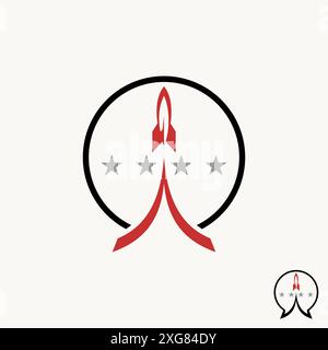 Logo design graphic concept creative abstract premium vector stock fast up astronaut rocket simple smoke circle emblem. Related to technology space Stock Vector