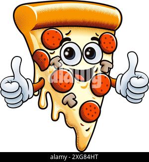 Cute Pizza Cartoon Mascot Food Illustration Stock Vector