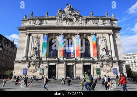 Lille Opera House, from the early 20th century, in the neoclassical style, which showcases performances in classical & contemporary music & theatre. Stock Photo