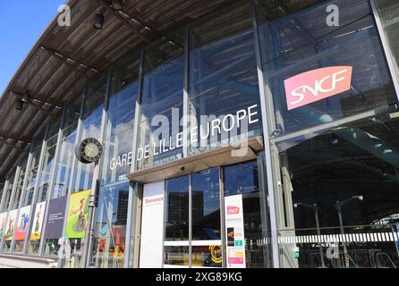 Gare de Lille Europe, the railway station for international Eurostar services to St Pancras, London, UK Stock Photo