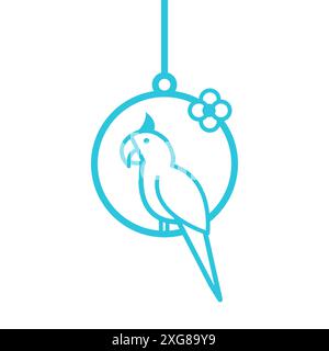 Talking parrot. Isolated on white background. From blue icon set. Stock Vector